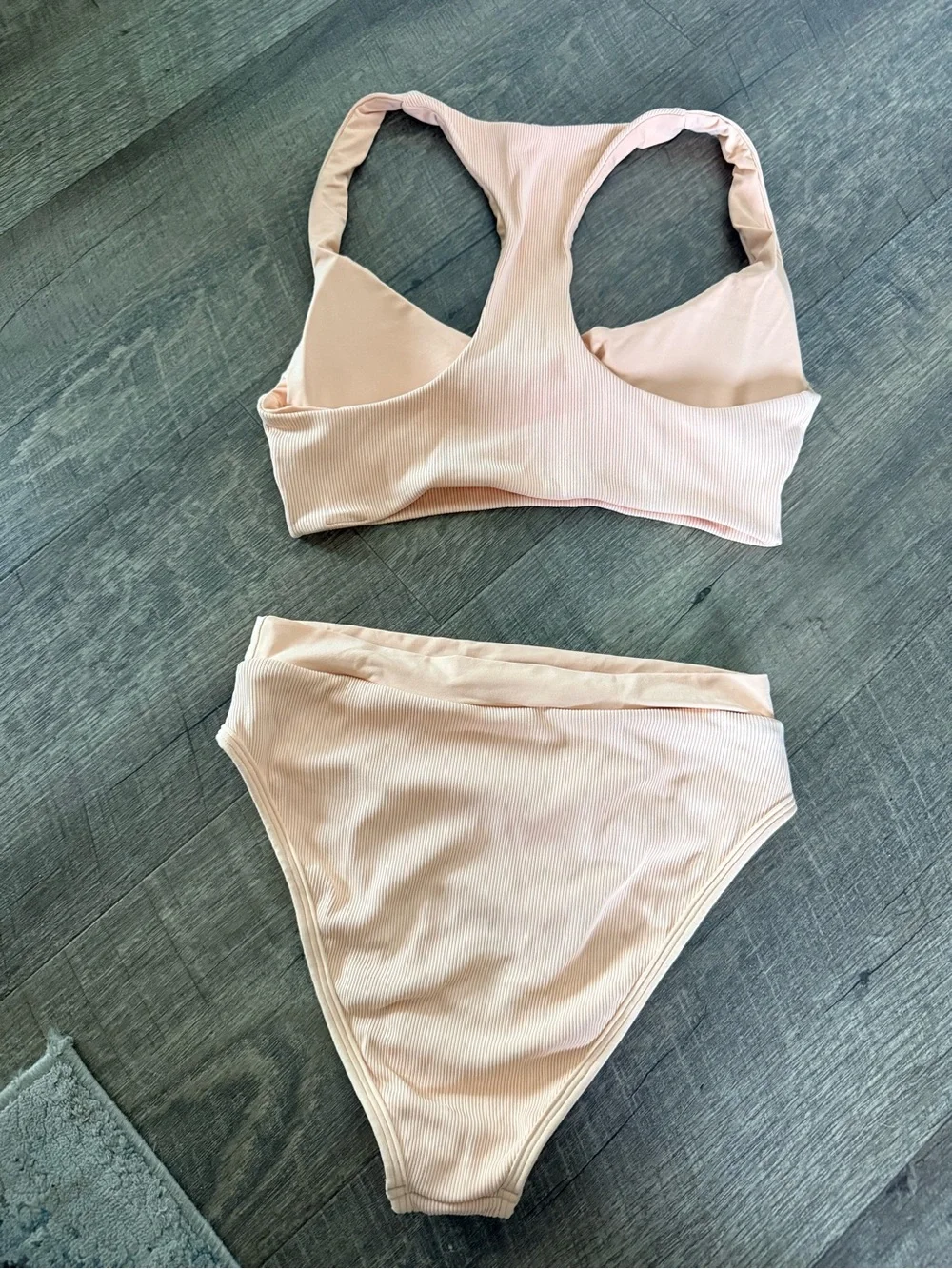 l*space Ribbed Peach-Pink Bikini Set